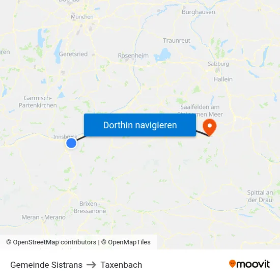 Gemeinde Sistrans to Taxenbach map
