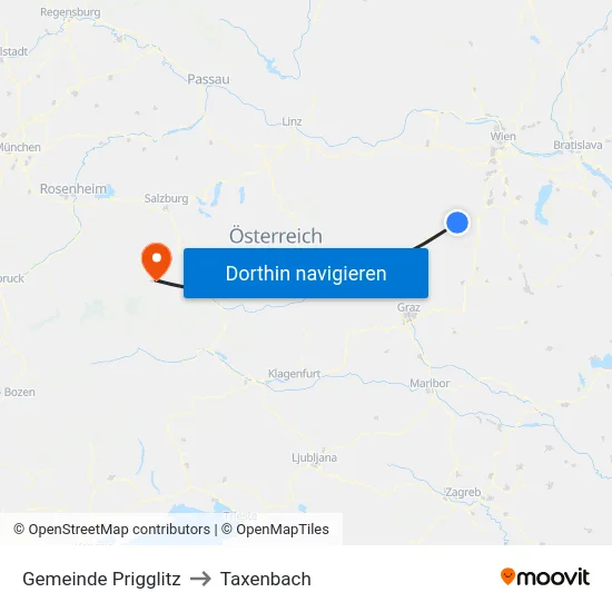Gemeinde Prigglitz to Taxenbach map