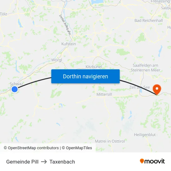 Gemeinde Pill to Taxenbach map