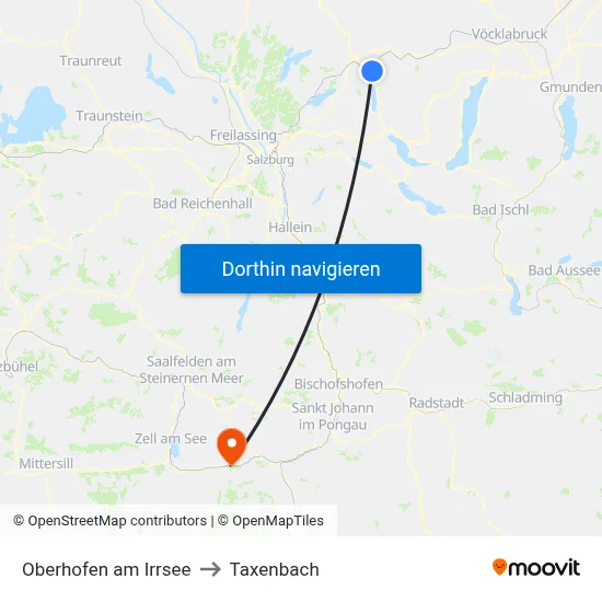 Oberhofen am Irrsee to Taxenbach map