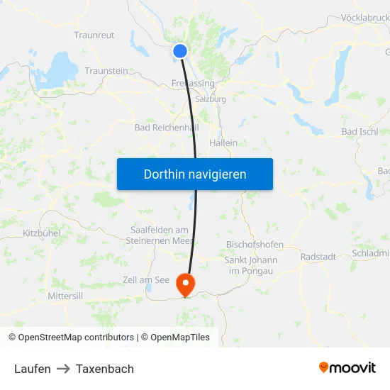 Laufen to Taxenbach map