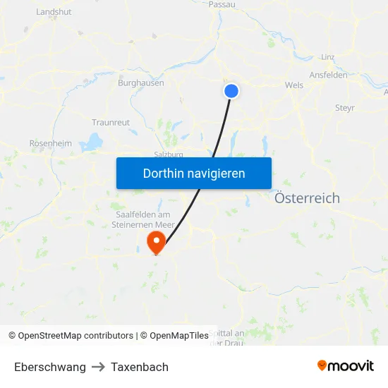 Eberschwang to Taxenbach map