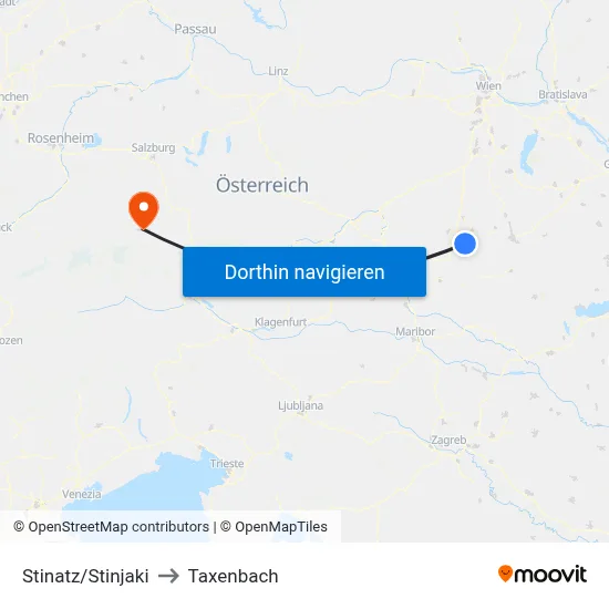Stinatz/Stinjaki to Taxenbach map