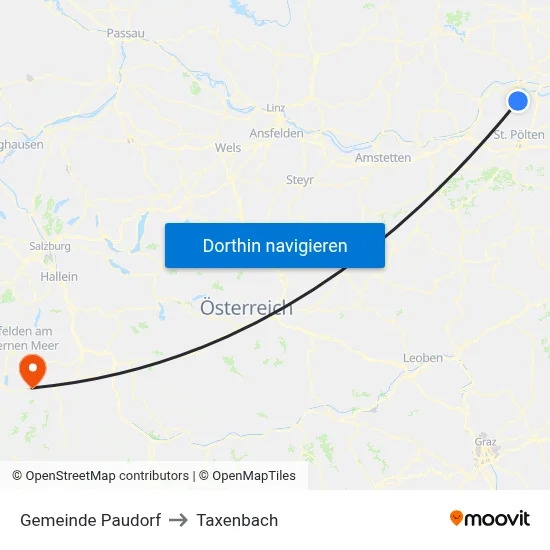 Gemeinde Paudorf to Taxenbach map