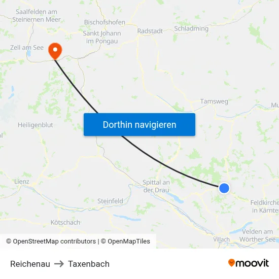 Reichenau to Taxenbach map