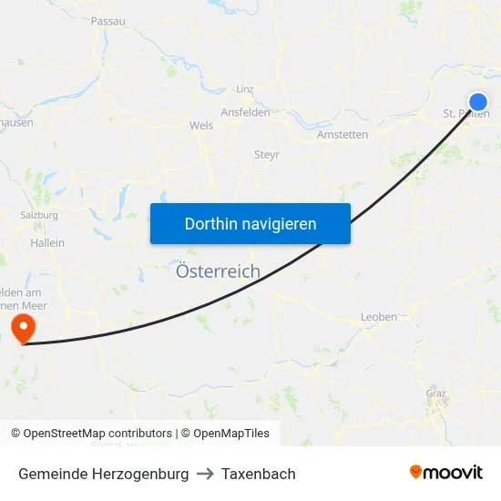 Gemeinde Herzogenburg to Taxenbach map