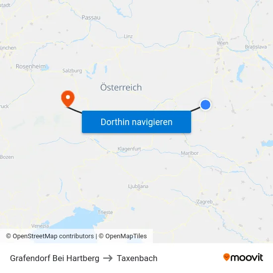 Grafendorf Bei Hartberg to Taxenbach map