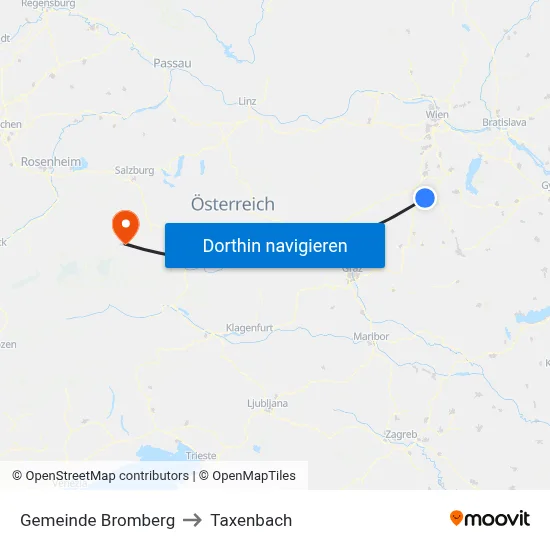 Gemeinde Bromberg to Taxenbach map