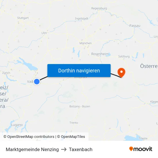 Marktgemeinde Nenzing to Taxenbach map