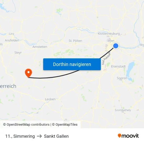 11., Simmering to Sankt Gallen map