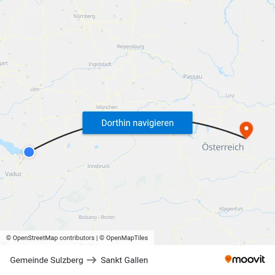 Gemeinde Sulzberg to Sankt Gallen map