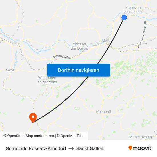 Gemeinde Rossatz-Arnsdorf to Sankt Gallen map