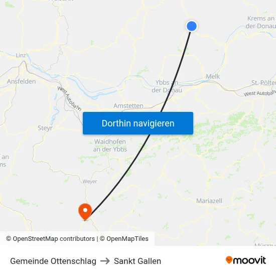 Gemeinde Ottenschlag to Sankt Gallen map