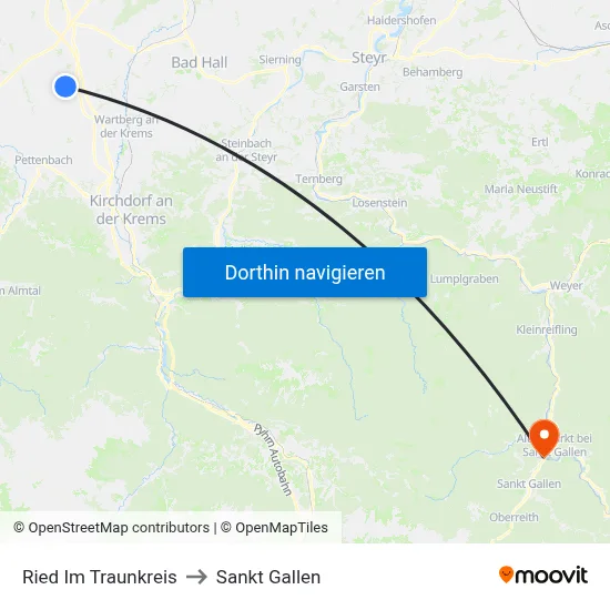 Ried Im Traunkreis to Sankt Gallen map