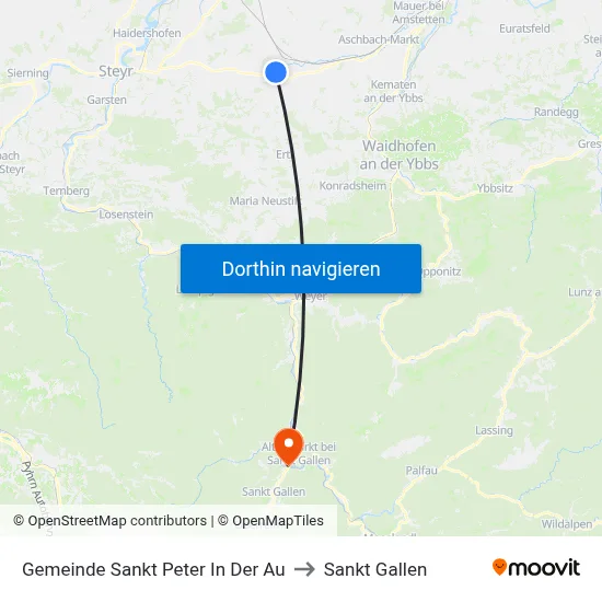 Gemeinde Sankt Peter In Der Au to Sankt Gallen map