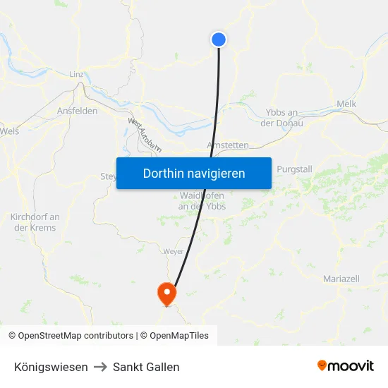 Königswiesen to Sankt Gallen map