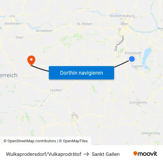 Wulkaprodersdorf/Vulkaprodrštof to Sankt Gallen map