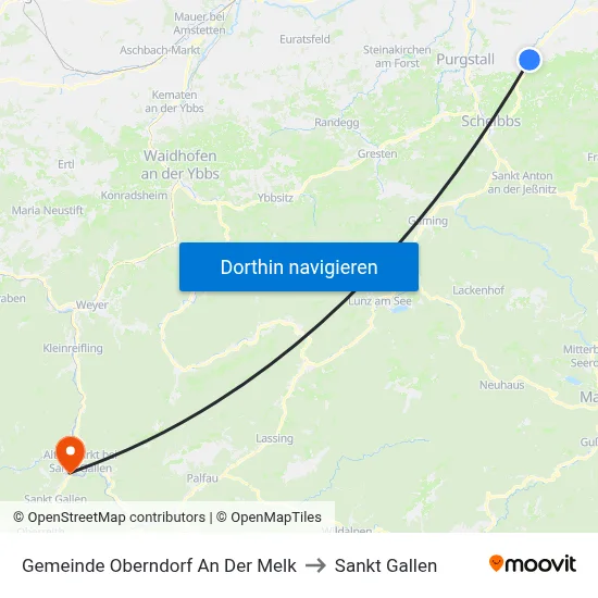 Gemeinde Oberndorf An Der Melk to Sankt Gallen map