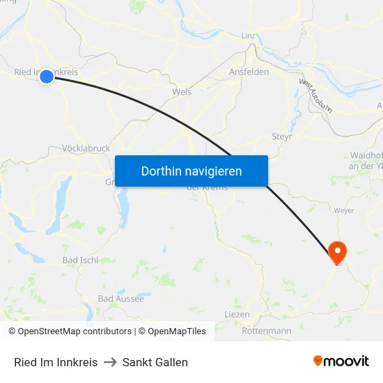 Ried Im Innkreis to Sankt Gallen map