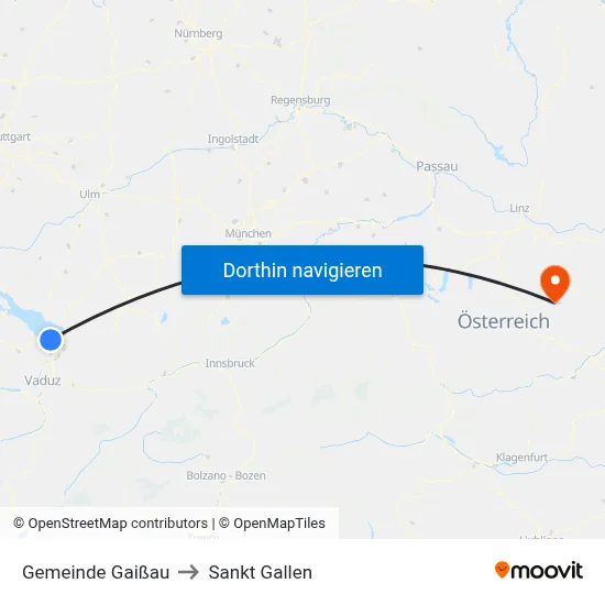 Gemeinde Gaißau to Sankt Gallen map