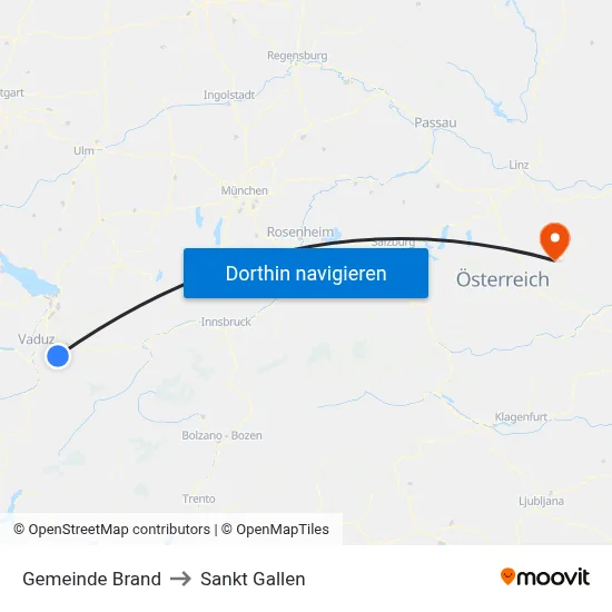 Gemeinde Brand to Sankt Gallen map