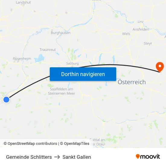 Gemeinde Schlitters to Sankt Gallen map