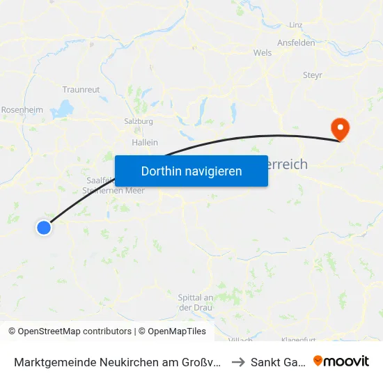 Marktgemeinde Neukirchen am Großvenediger to Sankt Gallen map