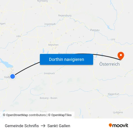 Gemeinde Schnifis to Sankt Gallen map