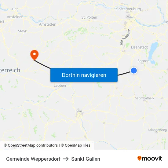 Gemeinde Weppersdorf to Sankt Gallen map