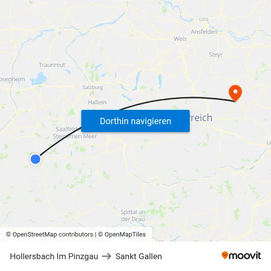 Hollersbach Im Pinzgau to Sankt Gallen map