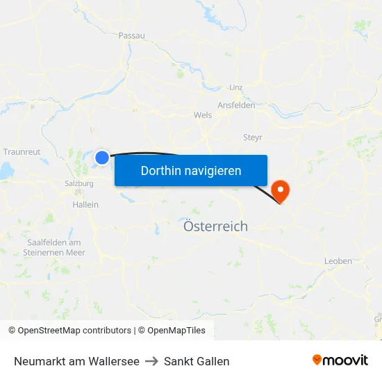 Neumarkt am Wallersee to Sankt Gallen map