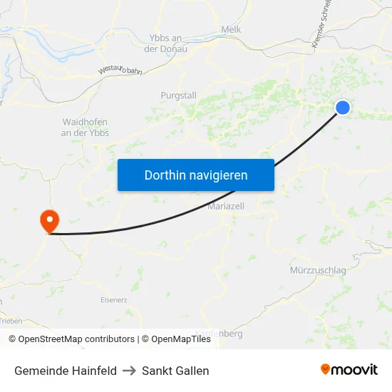 Gemeinde Hainfeld to Sankt Gallen map