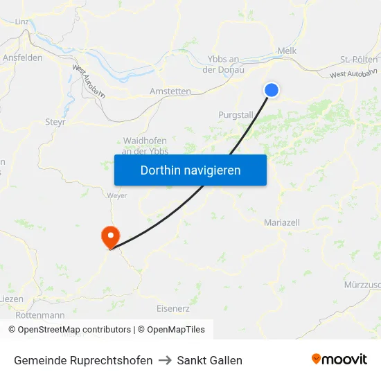 Gemeinde Ruprechtshofen to Sankt Gallen map