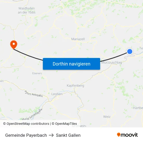 Gemeinde Payerbach to Sankt Gallen map