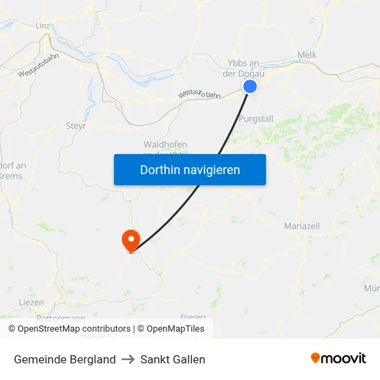 Gemeinde Bergland to Sankt Gallen map