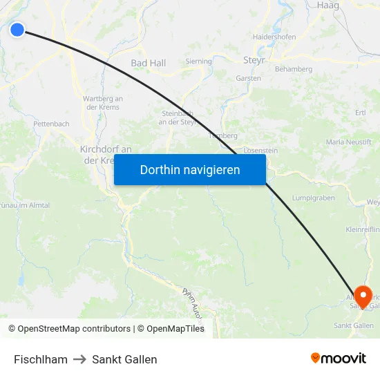 Fischlham to Sankt Gallen map