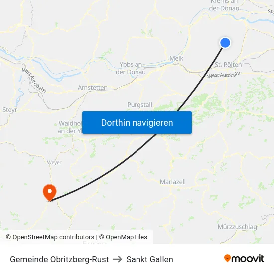 Gemeinde Obritzberg-Rust to Sankt Gallen map