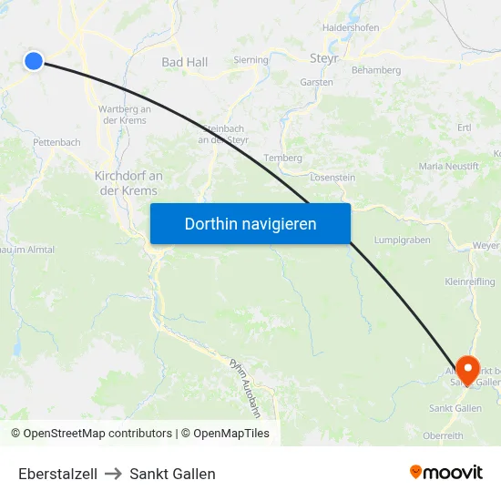 Eberstalzell to Sankt Gallen map