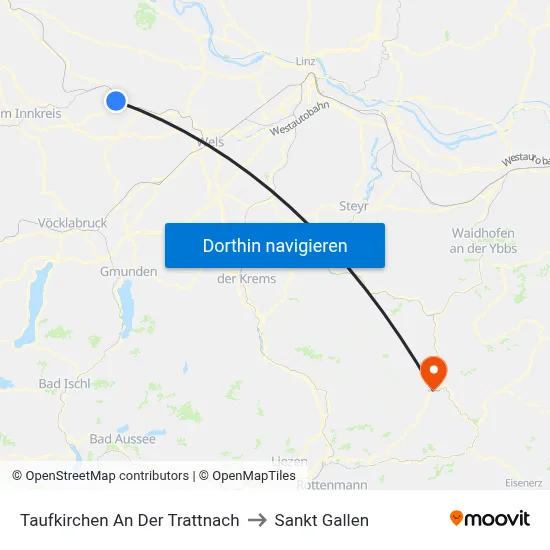 Taufkirchen An Der Trattnach to Sankt Gallen map