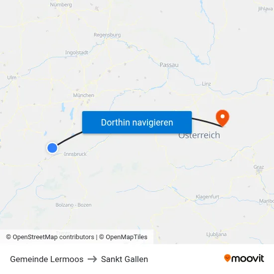 Gemeinde Lermoos to Sankt Gallen map