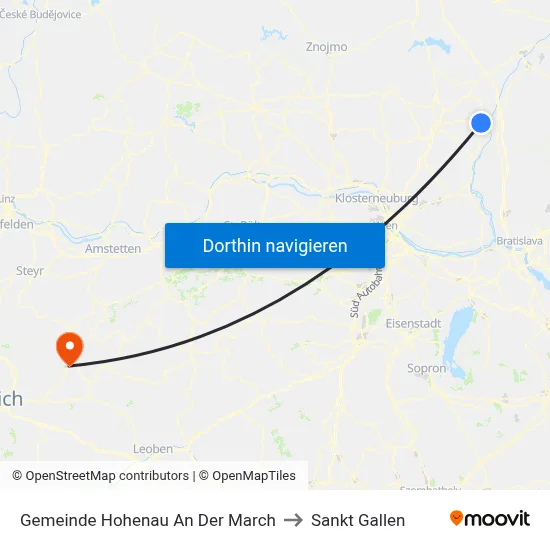 Gemeinde Hohenau An Der March to Sankt Gallen map