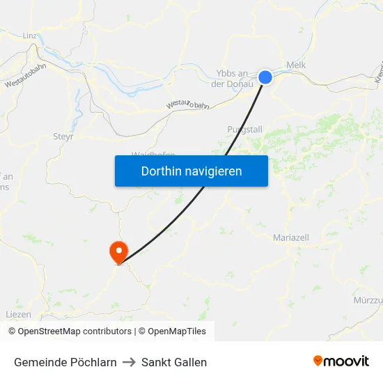 Gemeinde Pöchlarn to Sankt Gallen map