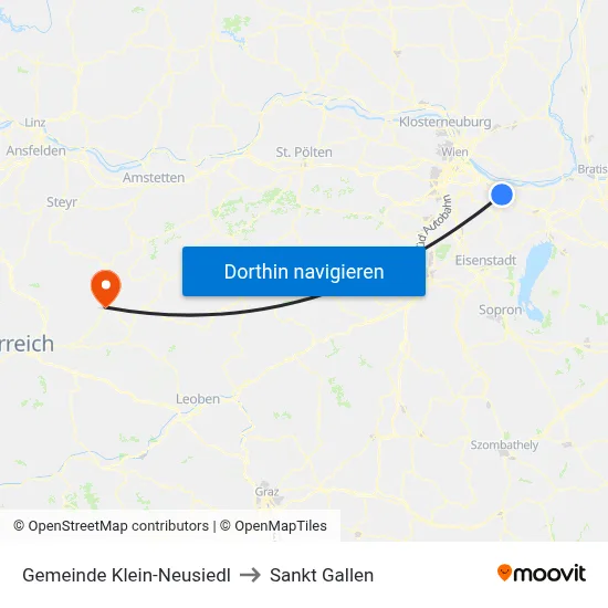 Gemeinde Klein-Neusiedl to Sankt Gallen map