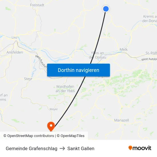 Gemeinde Grafenschlag to Sankt Gallen map