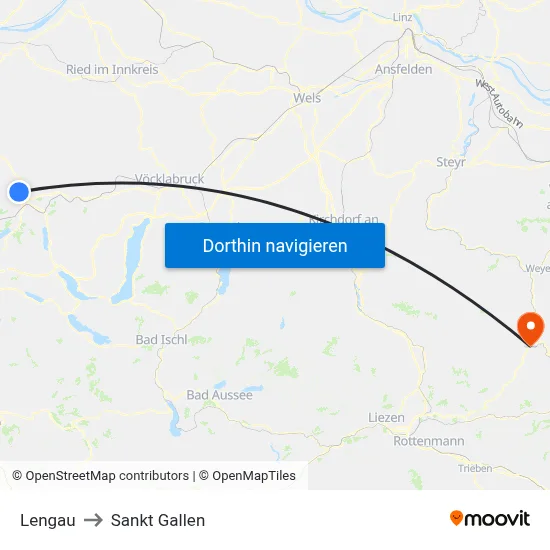Lengau to Sankt Gallen map