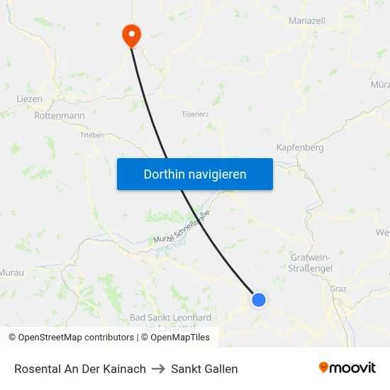 Rosental An Der Kainach to Sankt Gallen map