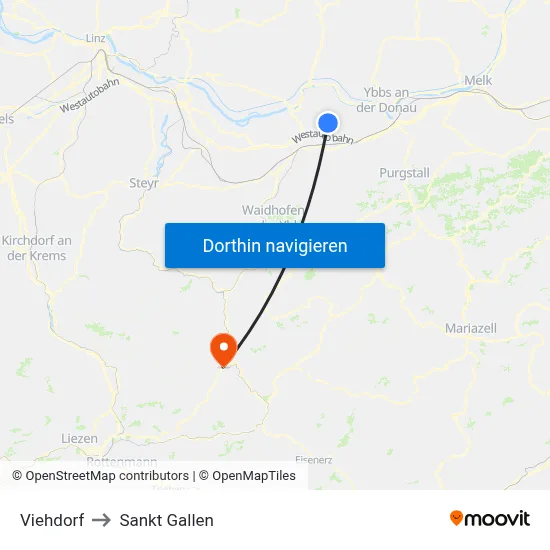 Viehdorf to Sankt Gallen map