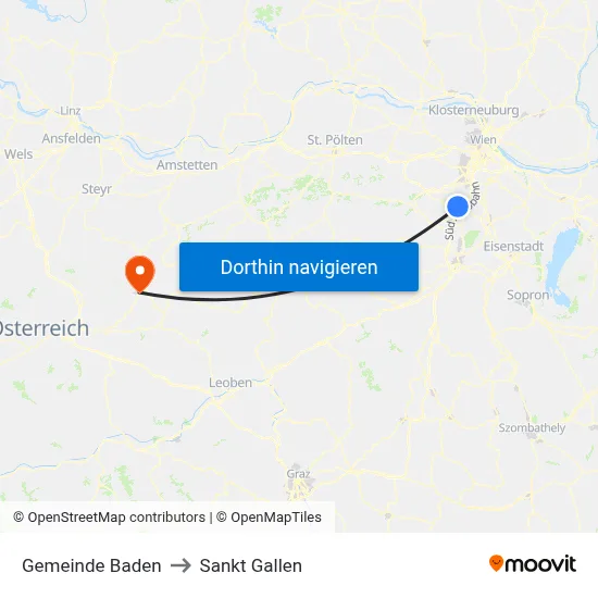 Gemeinde Baden to Sankt Gallen map