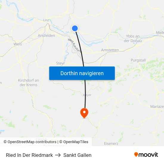 Ried In Der Riedmark to Sankt Gallen map
