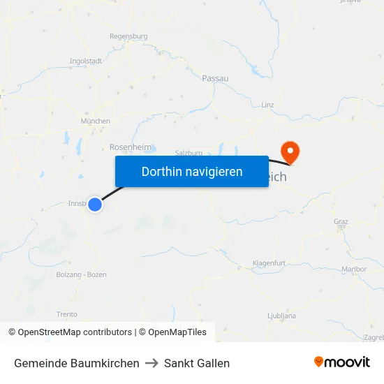 Gemeinde Baumkirchen to Sankt Gallen map